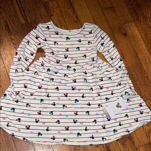 Jumping Beans Disney Cream Striped Dress with Colorful Minnie Heads limited